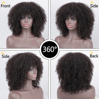 Perruque Afro Kinky Curly Perruques courtes en cheveux synthétiques doux et légers Fibre résistante à la chaleur pour femmes noires