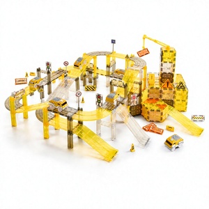 Ensemble de construction magnétique transparent 100 pièces, tuiles de construction ABS, circuit ferroviaire d'ingénierie pour enfants de 4 à 6 ans - Product Image 4