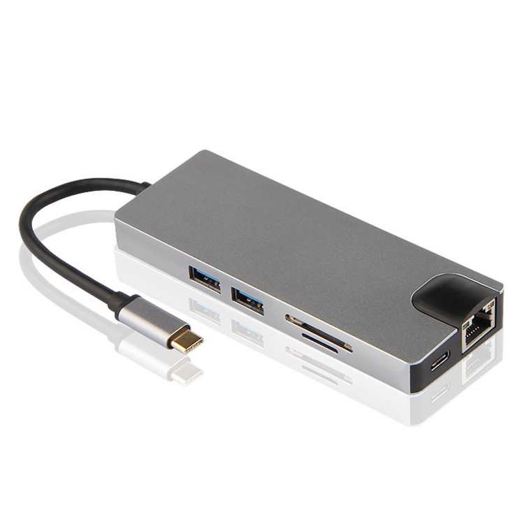 8 в 1, хаб типа C с видео HD VGA Ethernet сеть SD TF и 2 USB3.0 и зарядкой PD для Macbook Pro и более 3 покупателей