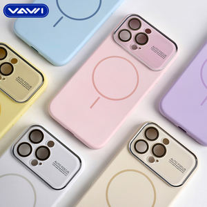 Coque de téléphone magnétique en silicone liquide VAWI S077 avec <span class=keywords><strong>film</strong></span> de protection d'objectif à grande fenêtre pour iPhone 11 12 13 14 15 16 17 Pro Max - Product Image 3