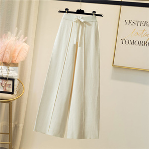 Classical Ladies Autumn New Arrival High Waist Loose Leg Solid Soft <strong>Wool</strong> <strong>Pants</strong> - Product Image 2