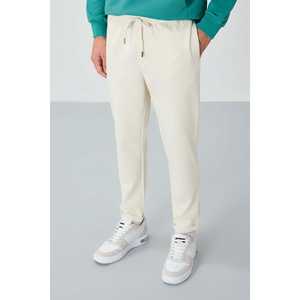 Pantalon de survêtement pour homme en coton beige French Terry, coupe standard, respirant, 82154 - Product Image 4