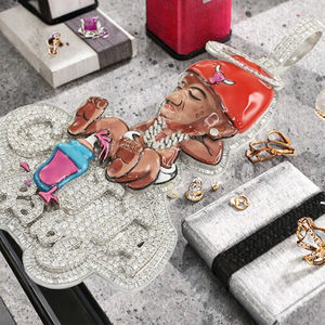 Bijoux Hip Hop en Moissanite, Pendentif Personnalisé Sertie de Pierres, Argent 925, Moissanite VVS, Plaqué Or Rose - Product Image 3