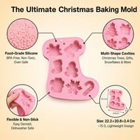 Moule en silicone de Noël de qualité alimentaire, formes multiples, facile à démouler, sapin de Noël, bonhomme de neige, flocon de neige, cadeau, DIY, pâtisserie, gâteau, chocolat