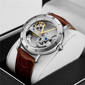 Vintage Men's <b>Automatic</b> Mechanical <b>Watch</b> <b>Skeleton</b> Openwork Dial Stainless Steel Luxury Business <b>Watch</b> with Roman Numeral Bezel - Product Image 4