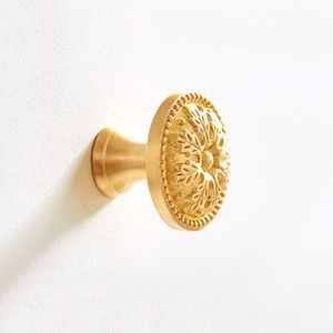 Latão puro único furo puxador do armário, gaveta da cozinha, armário, roupeiro, bronze, alça do armário, botão - Product Image 3