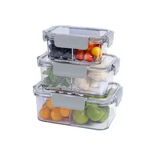 Fresh Clear Plastic Storage Box Fridge Refrigerator Organizer PET Food Fruits Vegetable Storage Container With Lid