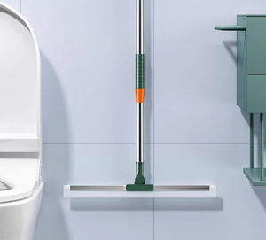 Balai à franges télescopique pour nettoyage de sols et vitres avec raclette en silicone, pour usage domestique et salle de bain - Product Image 3
