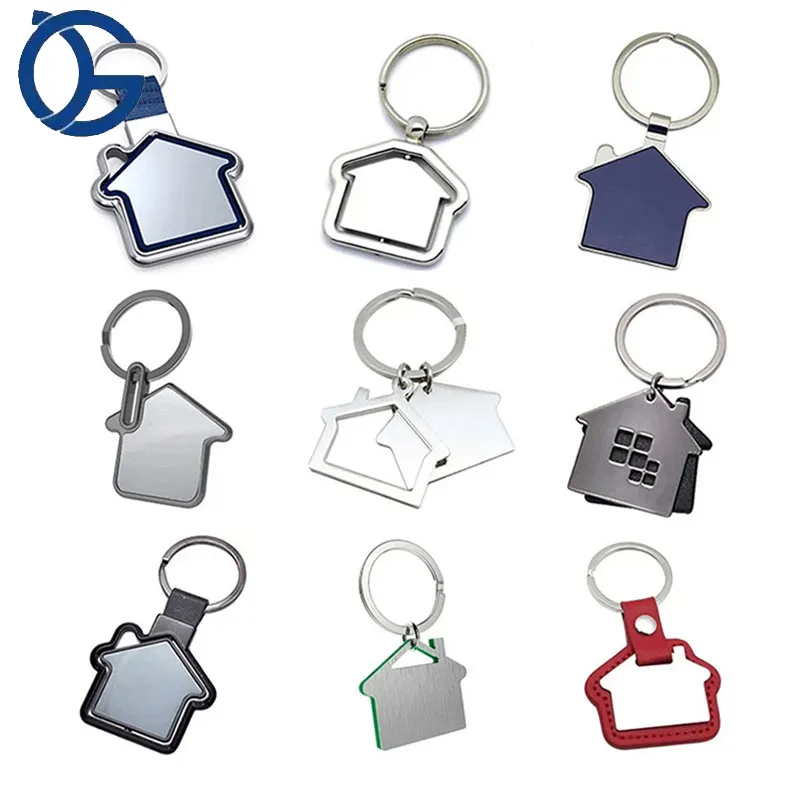 سلاسل مفاتيح ترويجية وسلاسل تسلق تذكارية معدنية ملونة مطلية بالفضة سلسلة مفاتيح للمنزل للهدايا الترويجية