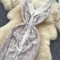 Robe élégante pour femmes, robe longue décontractée à col, sans manches, en dentelle blanche, style patchwork, pour tous les jours, robes élégantes pour femmes