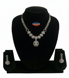 AD Necklace <b>Set</b> with Rhodium Plating and <b>Pearl</b> Accents Modern Stylish Jewelry for Women for Bridal Wear Party Occasions & Gifts - Product Image 4