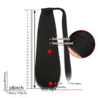 Queue de cheval synthétique longue et raide Yaki en fibre haute température, avec cordon de serrage, 28 pouces, extension de cheveux à clipser pour femme, vente en gros