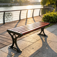 Banc de jardin robuste en fonte avec lattes en bois composite sans dossier