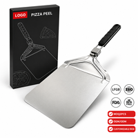 Pelle à pizza en acier inoxydable pour extérieur, pelle à pizza pour four, cuisine, transfert de gâteaux, spatule à pizza avec poignée pliable