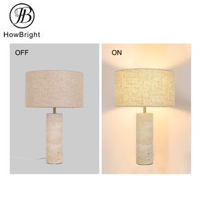 2025 nuovo arrivo E27 <span class=keywords><strong>paralume</strong></span> in tessuto travertino giallo accanto lampada da tavolo per camera da letto soggiorno - Product Image 6