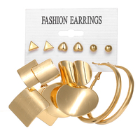 VKME Grande Vente Ensemble de Boucles d'Oreilles Créoles Plaquées Or Feuille Tendance pour Femmes Bijoux