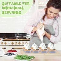 ALCHN 150 Pcs 10 oz Cetakan Kue Mini Persegi Sekali Pakai dengan Tutup Plastik untuk Muffin, Cheesecake, Brownie, Puding