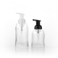250ml 350ml Épais Fond Rond Clair Lavage À La Main Moussant Pompe Bouteille En Verre Avec Pompe En Plastique Rechargeable Liquide pour les Mains Distributeur de Savon