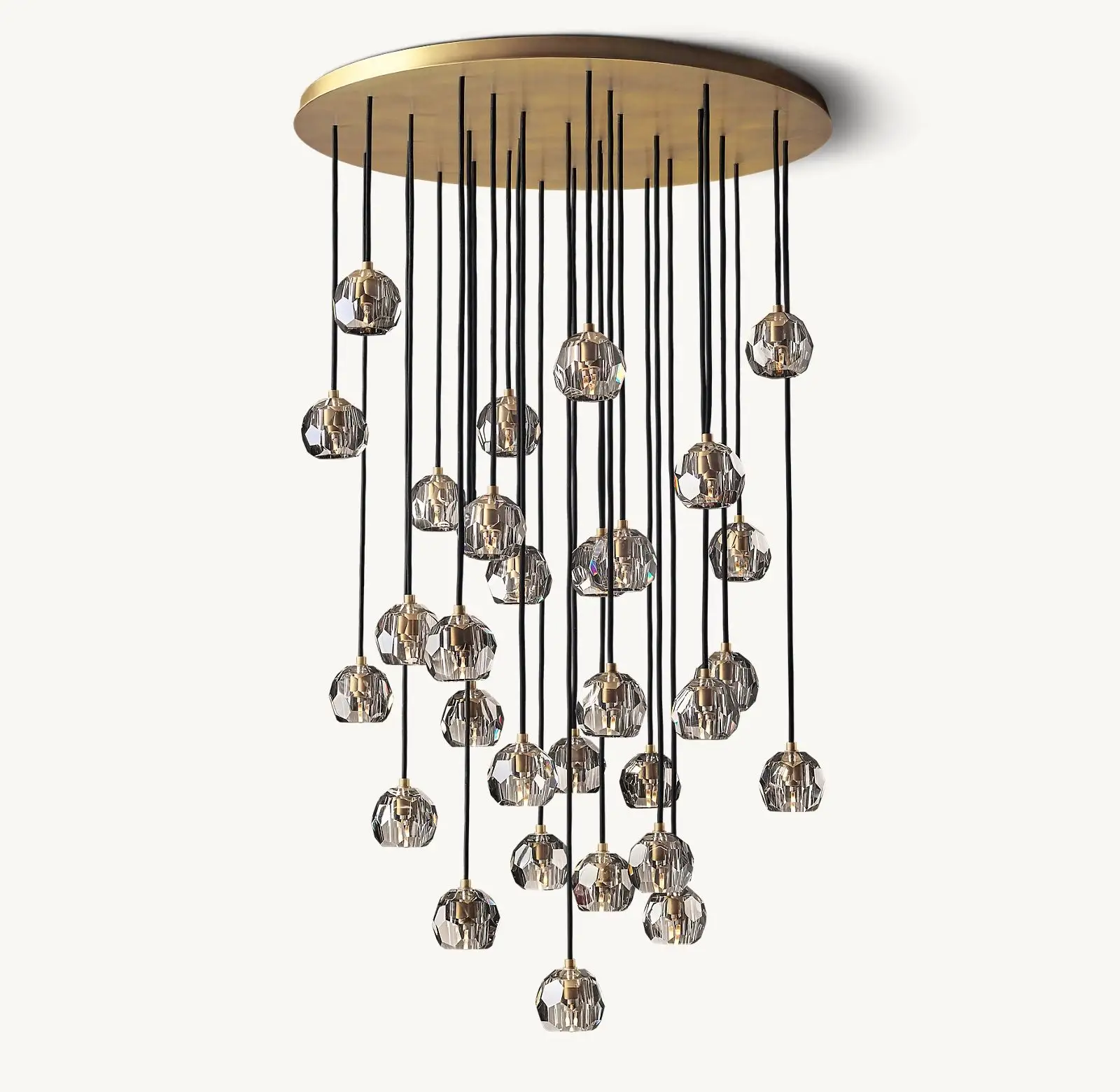 Maatwerk Rookglas Ronde Cluster Kroonluchter Beste Prijs Moderne Luxe Messing En Kristalglas Hanglamp