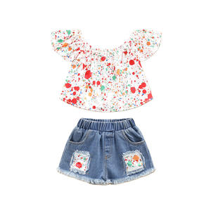 Conjunto de 2 piezas para niños pequeños, ropa para niñas, camiseta, chaleco, tops y pantalones cortos - Product Image 2