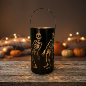 Linterna de esqueleto de hierro negro con troquelado para decoración del hogar, linterna de Halloween - Product Image 1