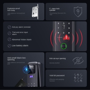 Serrure intelligente haut de gamme pour porte en bois, en alliage d'aluminium, avec empreinte digitale, mot de passe, reconnaissance faciale automatique, connectivité Wi-Fi, application Cloud Tuya - Product Image 4