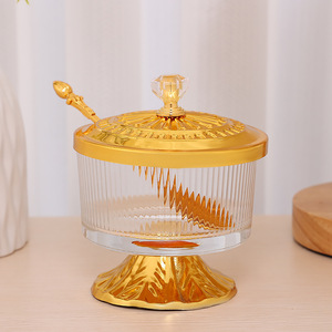 Stoples Kaca Mewah Modern Alas Emas Gagang Kristal Ramah Lingkungan Kapasitas 250mL Tutup Bumbu Desain Multifungsi untuk Rumah - Product Image 2