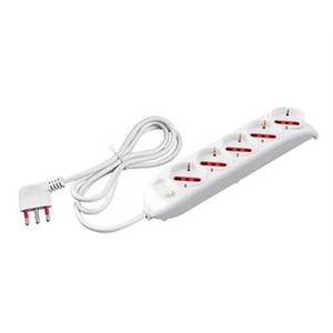 Multipresa ROSI a 5 Vie con Interruttore e Porte USB, 5 Prese AC Bianche per Uso Domestico e Industriale, Corrente Nominale 16A, Compatibile con WiFi - Product Image 2