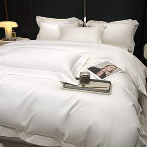 Ensemble de draps double en pur coton à haute densité de fils, couleur unie, respirant et doux, pour toutes les saisons, ensemble complet de 7 pièces pour la maison et l'<span class=keywords><strong>hôtel</strong></span> - Product Image 6
