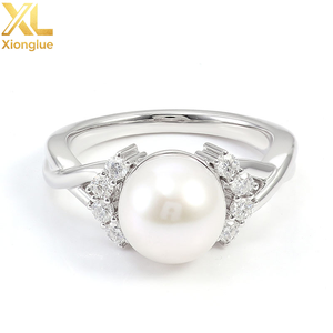 Fine Jewelry Custom Real Sold 18k Gold Freshwater Pearl Inlay Wedding Engagement <b>Couple</b> <b>Ring</b> Moissanite <b>Ring</b> Ladies' Day Gift - Product Image 2