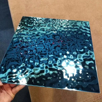 Panneau mural à effet d'ondulation d'eau, tôle en acier inoxydable embossée 304 316, panneau de plafond miroir