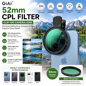 Filtro de Lente CPL de 52 mm con Clip, Filtro Polarizador Gran Angular para Fotografía con Teléfonos Inteligentes <span class=keywords><strong>iPhone</strong></span>, Android y Samsung - Product Image 1