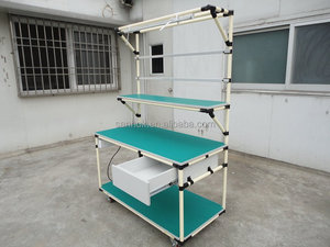 Banco da Lavoro con Tubo Lean da 28mm di Diametro con Portalampada per Linea di Assemblaggio - Product Image 5