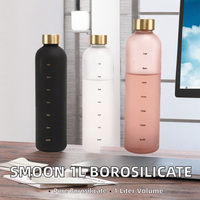 Verre à boire unisexe de haute qualité au design moderne Smoon, gobelet réutilisable en verre borosilicate de haute qualité, bouteille d'eau de 1 litre avec couvercle en dôme