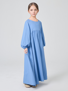 Vestido Abaya Plisado <span class=keywords><strong>de</strong></span> Color Sólido con Cuello Redondo para Niñas <span class=keywords><strong>de</strong></span> Oriente Medio, Modelo MK2647, <span class=keywords><strong>TikTok</strong></span> - Product Image 4