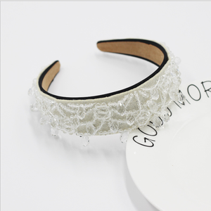 Luxurious Baroque Colorful <strong>Beaded</strong> <strong>Headband</strong> for Woman Gorgeous Simulated Pearl Crystal Sponge Hairband Woman Wedding Headpieces - Product Image 5