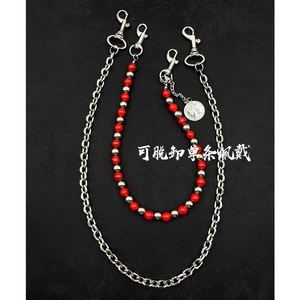 <b>Blue</b> <b>Beaded</b> Denim Chain With Silver Metal Link Punk Style Waist Chain For Youth Streetwear Accessory - Product Image 4