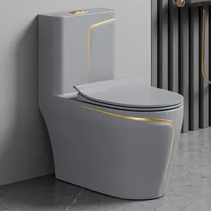 现代设计灰色浴室落地式疏水阀一体式马桶抽水马桶中国陶瓷马桶