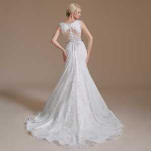 Elegant Boat Neckline Evening Dress Short Sleeve Lace Evening Gown With <strong>Sash</strong> RL082 - Product Image 6