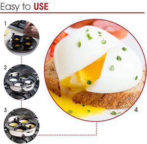 ty-kitchenware Stainless Steel <b>Egg</b> Poacher Cooker <b>Pan</b> with 2/4/6 Pcs Non-stick <b>Egg</b> Cups - Product Image 2