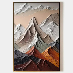 Custom Wholesale 3D Textured Impasto Mountain Landscape Painting in Earthy Tones <b>Framed</b> Wall Art Handmade <b>Large</b> Oil Painting - Product Image 2