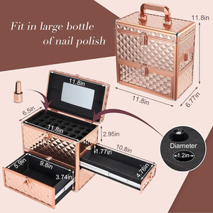 Organisateur de maquillage professionnel avec tiroirs verrouillables Boîtier de train en aluminium de grande capacité pour vernis à ongles et <span class=keywords><strong>kit</strong></span> de manucure - Product Image 5