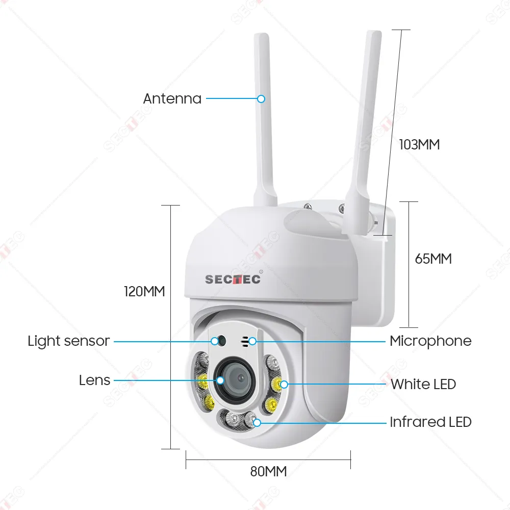 2022 Kamera Wifi Pintar PTZ IP Sistem Pengawasan Keamanan Rumah Kamera Jaringan Keamanan CCTV