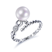 Ensemble de bagues en argent sterling 925 plaqué or rose avec grande perle d'eau douce, bijoux de doigt en perle blanche DIY pour femmes