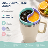 Séparateur de tasse en silicone à double compartiment pour deux boissons, qualité alimentaire, réutilisable, anti-fuite