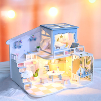IIECREATE Maison de poupée en bois YU-2701 Modèle à l'échelle 1:24 Jouet miniature Ensemble de meubles DIY Jouet éducatif pour enfants