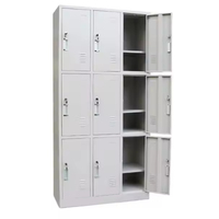 Casier en acier à 9 portes avec fente pour étiquette, résistant au feu et à l'humidité, différents styles au choix pour la salle de sport, l'usine, le dortoir, le supermarché