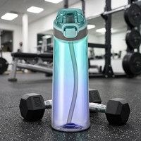 Bouteilles transparentes anti-fuite en Tritan+PP avec paille intégrée, lavables au lave-vaisselle, pour le camping, la randonnée, l'école, la gym, le bureau, ou comme cadeau.