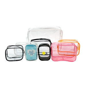 Fashionable Transparent PVC Cosmetic <b>Bag</b> Organizer <b>Pouches</b> Zipper Waterproof Feature Portable Foldable <b>for</b> Daily Outdoor Use - Product Image 1