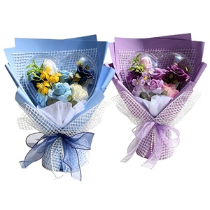 Bouquet <span class=keywords><strong>de</strong></span> fleurs <span class=keywords><strong>de</strong></span> <span class=keywords><strong>savon</strong></span> en forme <span class=keywords><strong>de</strong></span> cœur, boule acrylique à <span class=keywords><strong>bulles</strong></span>, coffret cadeau avec ruban perlé pour la Saint-Valentin, anniversaire, <span class=keywords><strong>mariage</strong></span> - Product Image 4
